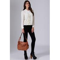 Long Sleeve Laser Cut Blouse