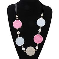 Long Rainbow Beach Circle Round Necklace Hypoallergenic Chain Statement Necklaces Female Bohemia