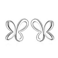 Lovely Silver Plated Cute Butterfly Stud Earrings for Party Women Jewelry Accessiories