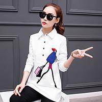 Long-sleeved white shirt female Korean Fan loose wild 2017 spring Korean long paragraph shirt