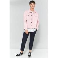 Loom Hooper Pink Raw Hem Denim Trucker Jacket, PINK