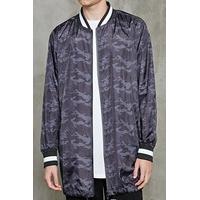 Longline Camo Print Windbreaker