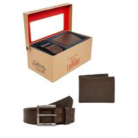 Logan Faux Leather 2pc Belt & Wallet Gift Set in Conker Brown - Tokyo Laundry