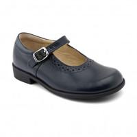 louisa navy blue leather girls buckle school shoes