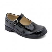 Louisa, Black Patent Girls Buckle School Shoes