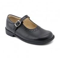 louisa black leather girls buckle school shoes