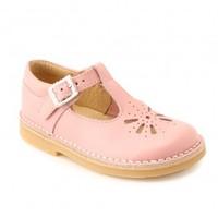 Lottie IV, Pink Leather Girls T-bar Buckle Sandals