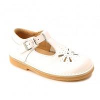 Lottie IV, White Patent Girls T-bar Buckle Sandals