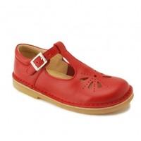 Lottie IV, Red Leather T-bar Buckle Sandals