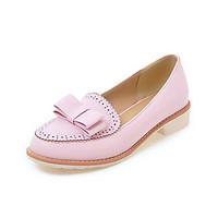Loafers Slip-Ons Spring Summer Fall Comfort PU Office Career Dress Casual Low Heel Chunky Heel Bowknot Black Pink White