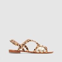 LOUA/PONY Metallic & Leopard Leather Sandals