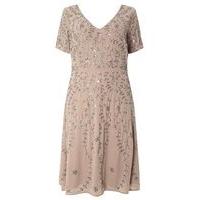 Lovedrobe Luxe Taupe Embellished Dress, Taupe