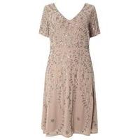 lovedrobe luxe taupe embellished dress taupe