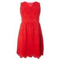 Lovedrobe Red Scalloped Hem Skater Dress, Red