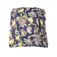 lovedrobe navy blue floral bardot top navy