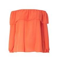 Lovedrobe Orange Ruffle Bardot Top, Orange