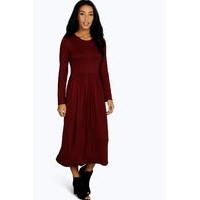 long sleeve midi dress berry