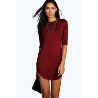 lorrie curved hem basic dress wine