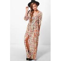 long sleeved button up maxi dress cream