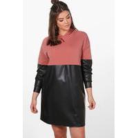 Louise Leather Look Contrast Sweat Dress - rose