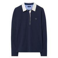 long sleeved solid polo shirt marine