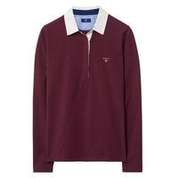 long sleeved solid polo shirt purple fig