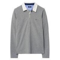 Long-sleeved Solid Polo Shirt - Grey Melange