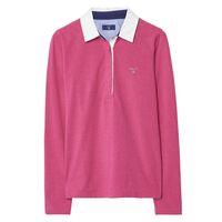 Long-sleeved Solid Polo Shirt - Rich Pink
