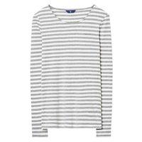 Long-sleeved Striped Rib T-shirt - Grey Melange