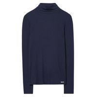 Long-sleeved Rib Turtleneck Top - Marine