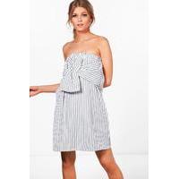 Louisa Stripe Tie Front Sundress - black