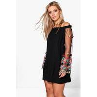 lottie embellished off the shoulder dress black