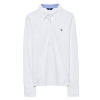 Long-sleeved Oxford Piqué Polo Shirt - White