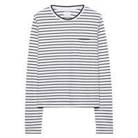 Long-sleeved Striped Pocket Tee - Eggshell