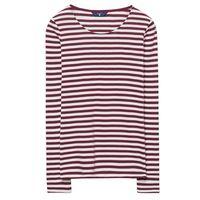 Long-sleeved Striped Rib T-shirt - Purple Fig