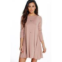 Long Sleeve Swing Dress - sand