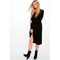 long sleeve midi dress black