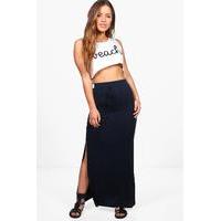 Lola Split Side Jersey Maxi Skirt - navy