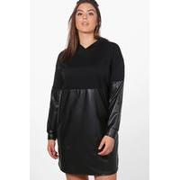 Louise Leather Look Contrast Sweat Dress - black