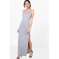 Low Scoop Back Strappy Maxi Dress - grey