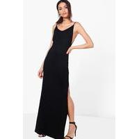 low scoop back strappy maxi dress black