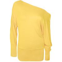 Lorena Plain Off Shoulder Batwing Top - Yellow