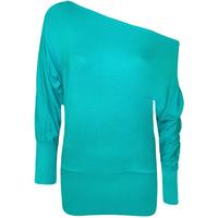 lorena plain off shoulder batwing top turquoise