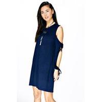 Looped Sleeve Mini Shift Dress - midnight