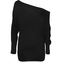 Lorena Plain Off Shoulder Batwing Top - Black