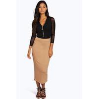 Longline Jersey Skirt - camel