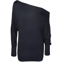 Lorena Plain Off Shoulder Batwing Top - Navy Blue