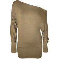 Lorena Plain Off Shoulder Batwing Top - Mocha