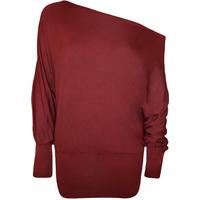 Lorena Plain Off Shoulder Batwing Top - Plum