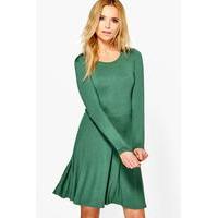 long sleeve skater dress khaki